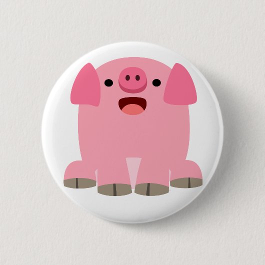 Cute Oinking Cartoon Pig Button Badge (Voorkant)
