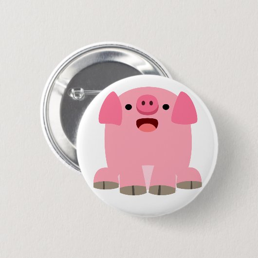 Cute Oinking Cartoon Pig Button Badge (Voorkant /achterkant)