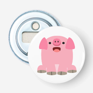Cute Oinking Cartoon Pig Button Flesopener