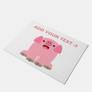 Cute Oinking Cartoon Pig Deurmat