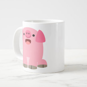 Cute Oinking Cartoon Pig Grote Koffiekop