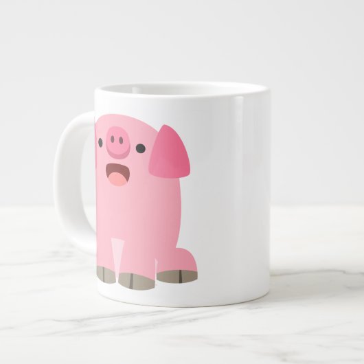 Cute Oinking Cartoon Pig Grote Koffiekop (Links)
