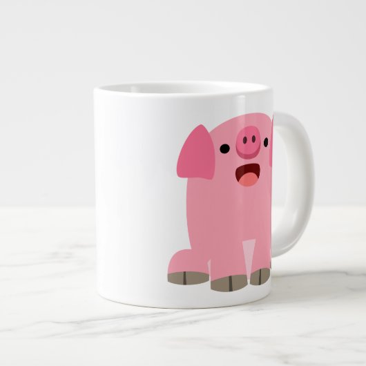 Cute Oinking Cartoon Pig Grote Koffiekop (Voorkant rechts)