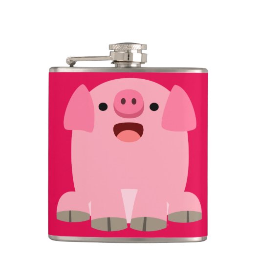 Cute Oinking Cartoon Pig Heupfles (Voorkant)