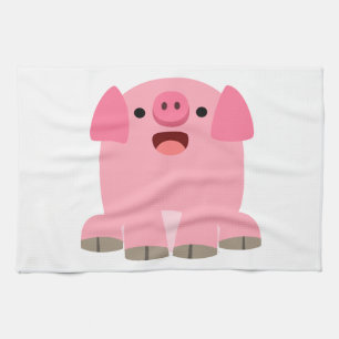 Cute Oinking Cartoon Pig Kitchen Towel Theedoek