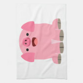Cute Oinking Cartoon Pig Kitchen Towel Theedoek (Verticaal)