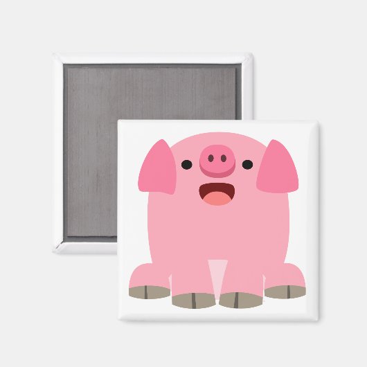 Cute Oinking Cartoon Pig Magnet (Voorkant / Achterkant)