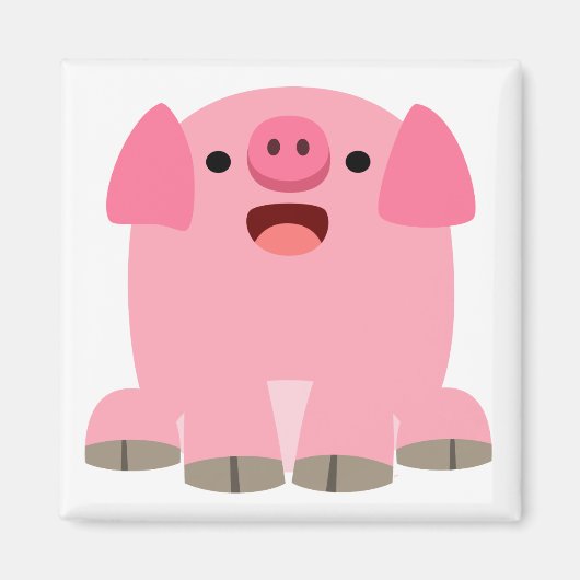 Cute Oinking Cartoon Pig Magnet (Voorkant)