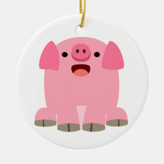 Cute Oinking Cartoon Pig Ornament