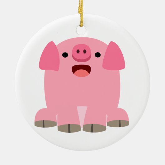 Cute Oinking Cartoon Pig Ornament (Achterkant)