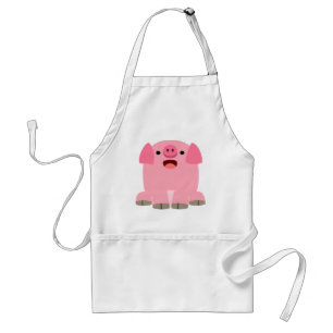 Cute Oinking Cartoon Pig Standaard Schort