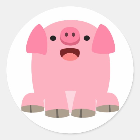 Cute Oinking Cartoon Pig Sticker (Voorkant)