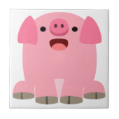 Cute Oinking Cartoon Pig Tegel Tegeltje (Voorkant)