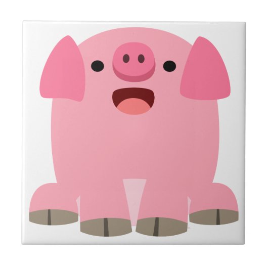 Cute Oinking Cartoon Pig Tegel Tegeltje (Voorkant)