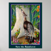 Cute Okapi Save the Rainforest Poster (Voorkant)