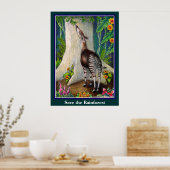 Cute Okapi Save the Rainforest Poster (Keuken)