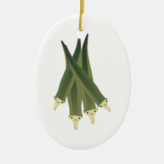 Cute Okra Keramisch Ornament (Voorkant)