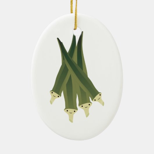 Cute Okra Keramisch Ornament (Achterkant)