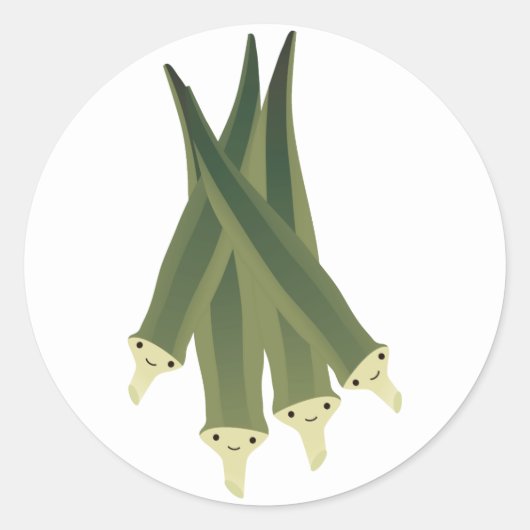 Cute Okra Ronde Sticker (Voorkant)