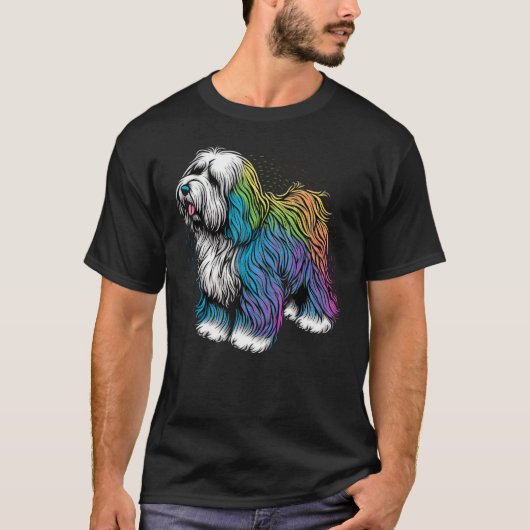 Cute Old English Sheepdog Dog on Bobtail 1 T-shirt (Voorkant)