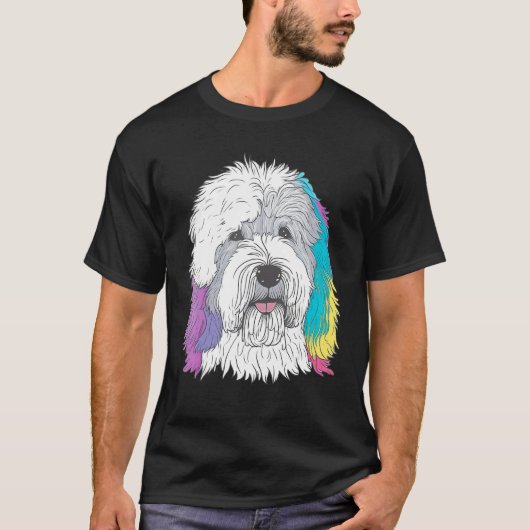 Cute Old English Sheepdog Dog on Bobtail  2 T-shirt (Voorkant)
