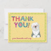 Cute Old English Sheepdog Fun Floral Letters    Bedankkaart (Voorkant)