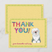 Cute Old English Sheepdog Fun Floral Letters    Bedankkaart (Voorkant / Achterkant)