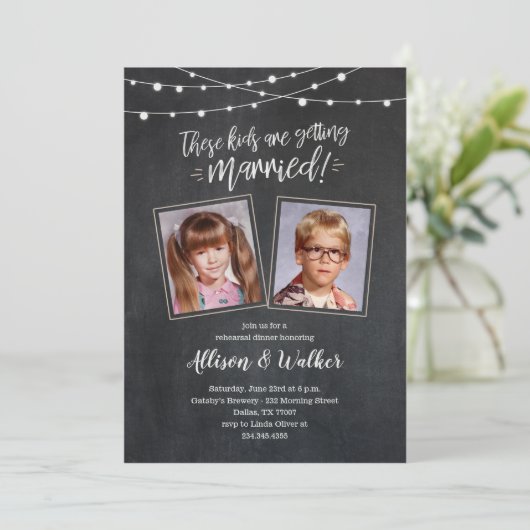 Cute Old Photos Rehearsal Dinner Invites - Lichten Kaart (Staand voorkant)