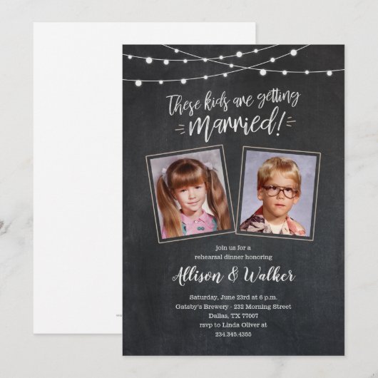 Cute Old Photos Rehearsal Dinner Invites - Lichten Kaart (Voorkant / Achterkant)