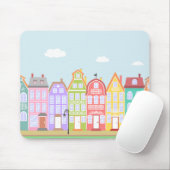 Cute Old Town Cartoon Houses Mousepad Muismat (Met muis)