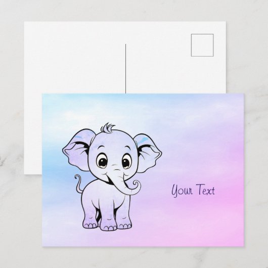 Cute Olifant Ansichtkaart Briefkaart (Voorkant / Achterkant)