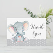 Cute Olifant Baby Grijs Bedankkaart (Staand voorkant)