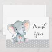 Cute Olifant Baby Grijs Bedankkaart (Voorkant / Achterkant)