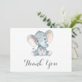 Cute Olifant Baby Grijs Bedankkaart (Staand voorkant)