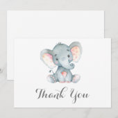Cute Olifant Baby Grijs Bedankkaart (Voorkant / Achterkant)