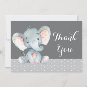Cute Olifant Baby Grijs Bedankkaart