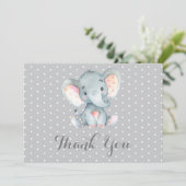 Cute Olifant Baby Grijs Bedankkaart (Staand voorkant)