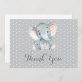 Cute Olifant Baby Grijs Bedankkaart (Voorkant / Achterkant)