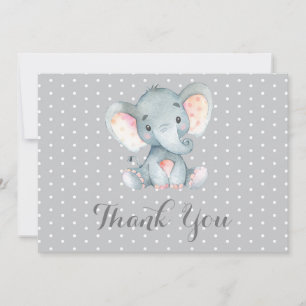 Cute Olifant Baby Grijs Bedankkaart