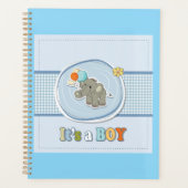 Cute Olifant Baby Jongen Aankondiging Planner (Voorkant)