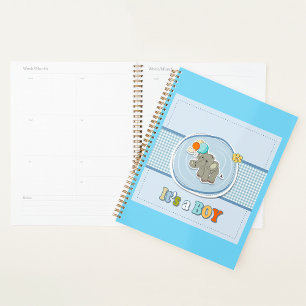 Cute Olifant Baby Jongen Aankondiging Planner