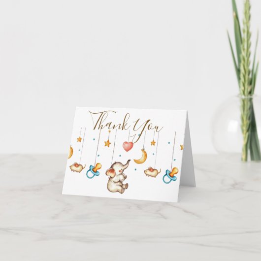 Cute Olifant baby shower bedankkaart (Voorkant)