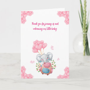 Cute Olifant Baby Shower Bedankkaart