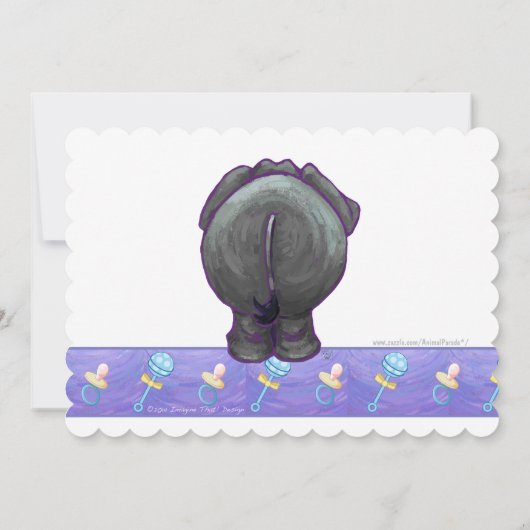 Cute Olifant Baby Shower Kaart (Achterkant)