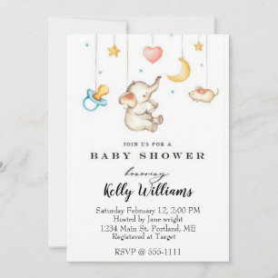 Cute Olifant baby shower Uitnodiging