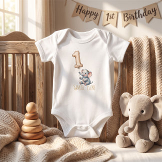 Cute Olifant Ballon 1e Verjaardag Romper