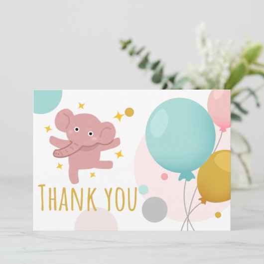 Cute olifant bedankkaart (Staand voorkant)