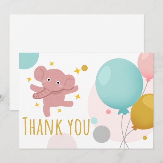 Cute olifant bedankkaart (Voorkant / Achterkant)