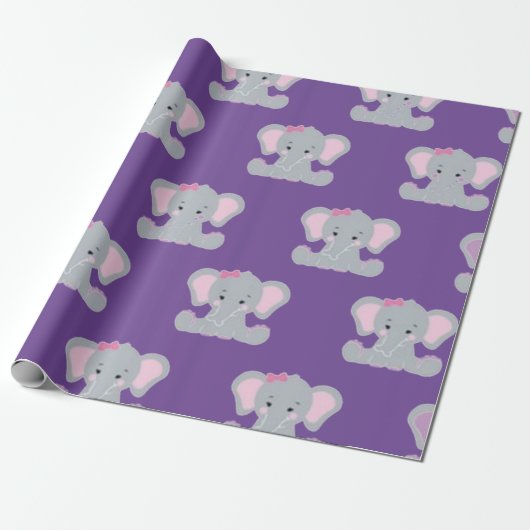 Cute olifant bedrukt cadeaupapier (Uitgerold)