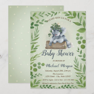 Cute Olifant Bladeren, Stippen Baby Shower Kaart